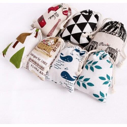 50pcs/lot Small Cotton Bags 8x10cm Drawstring Pouch Linen Gift Bag Muslin Charms Gifts Jewelry Packaging Bags & Pouches