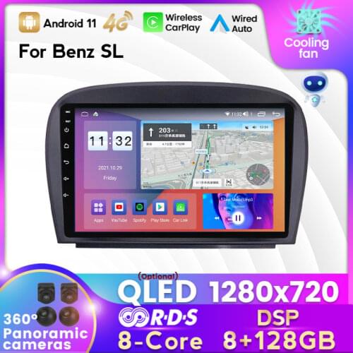6G+128G Android 11 Carplay AUTO For Mercedes Benz SL-Class SL350 R230 Car Radio Multimedia Video Player Navigation GPS 2din dvd