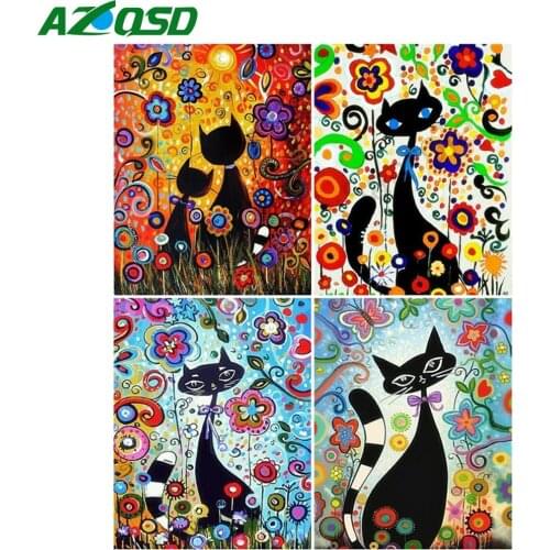 AZQSD Coloring By Number Frame Cartoon Cat Handpainted Unique Gift Painting By Number Coffee Handmade Wall Art