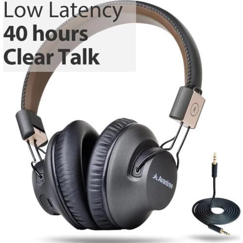 Avantree Audition Pro 40 H Bluetooth Over Ear Headset with Microphone for Home Office, Conference Call, APTX Low Latency