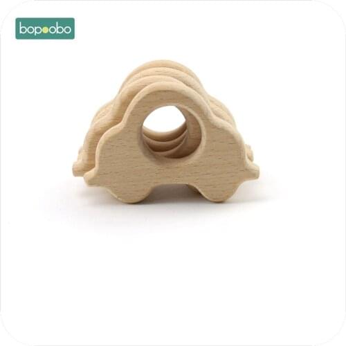 Bopoobo Baby Nursing Accessories Food Grade Wood Car 1pc Beech Wooden DIY Jewelry Teething Bracelet Baby Teether
