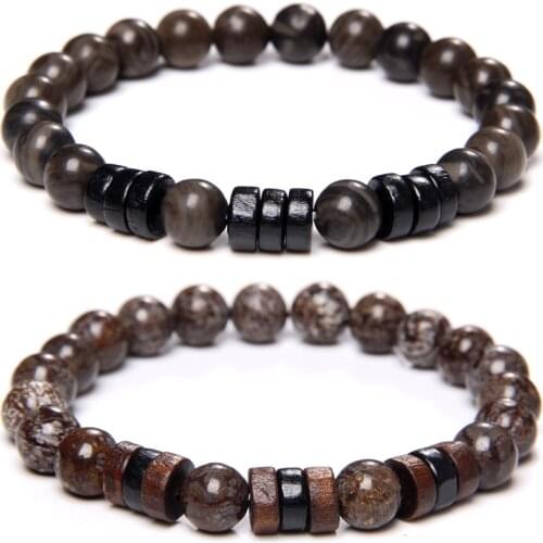 Black Malachite Snowflake Jspers Stone Beads Bracelets Men Coconut Slice Charm Bangle Lucky Amulet Jewelry Stretch Pulsera Women