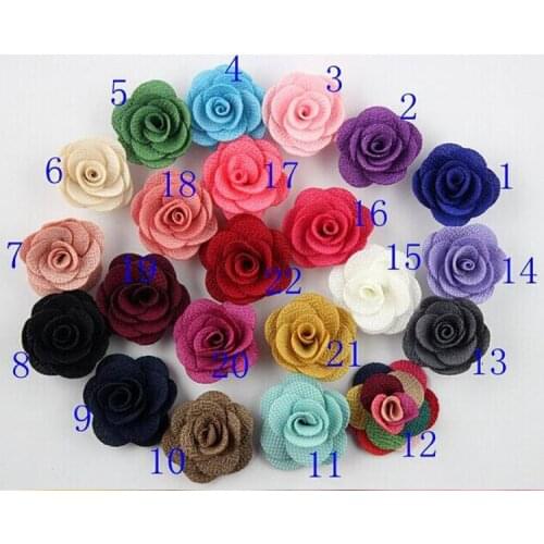 1.5" Burlap Flowers,Fabric Flower, Rosettes, DIY Fabric Flower For Hair Accessories KID Headbands