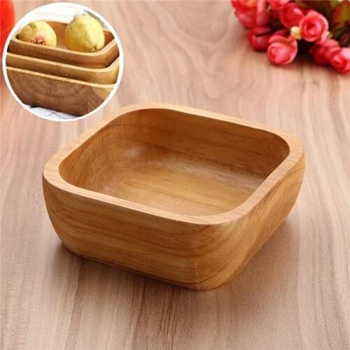 1Pcs Wooden Bowl for Soup Rice Noodles Bowls Kids Lunch Box Kitchen Tableware For Baby Feeding Food Containers