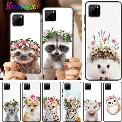 Raccoon Fox Animal Flower Silicone Cover For Realme V15 X50 X7 X3 Superzoom Q2 C11 C3 7i 6i 6s 6 Global Pro 5G Phone Case