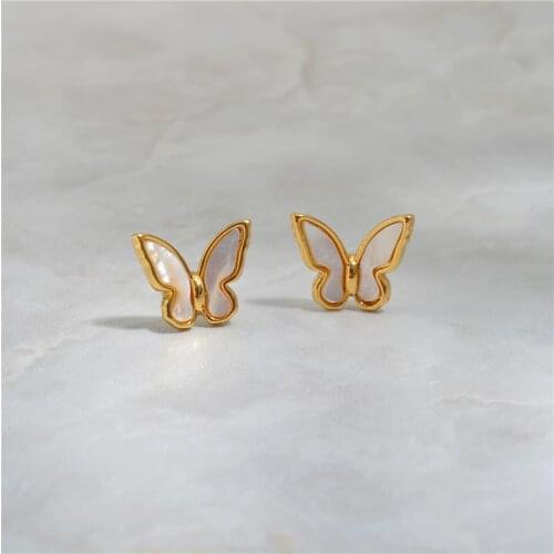 European and American niche Design mother butterfly earrings Woman simple small temperament daily hundred mesh red earrings