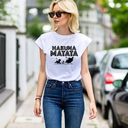 HAKUNA MATATA Disney T-shirts Women Summer Hipster T Shirt Short Sleeve O-neck Tops Fashion Ulzzang T Shirt Female Tee Clothing