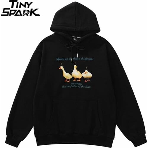 Hip Hop Hoodie Streetwear Sweatshirt 2021 Men Duck Letter Print Pullover Harajuku Cotton Casual Hooded Hoodie Autumn Sweat Shirt