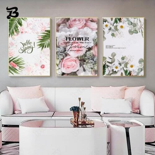 Canvas Painting Wall Art Flowers World Pink Rose Peony Plant Canvas Posters Nordic Minimalist Print Scandinavian Home Decoration