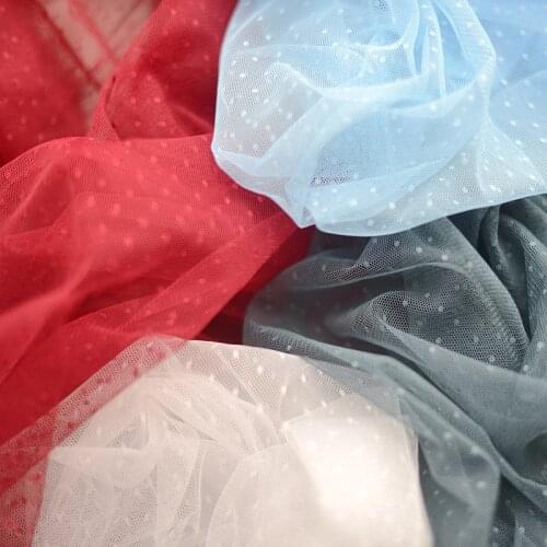 Small Round Dots Mesh Fabric Baby Clothes Fluffy Skirt Childrens Dress Skirt Fabric Curtains Reception Table Layout RS2661