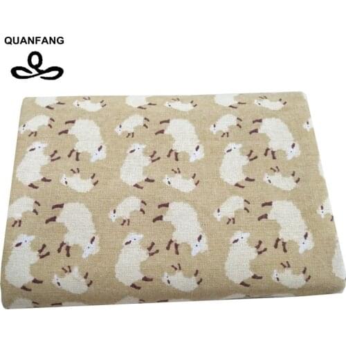 QUANFANG sheep Cotton Linen Fabric For Patchwork Quilting Sofa Table /DIY Sewing Cloth Furniture Cover Tissue/Cushion Material