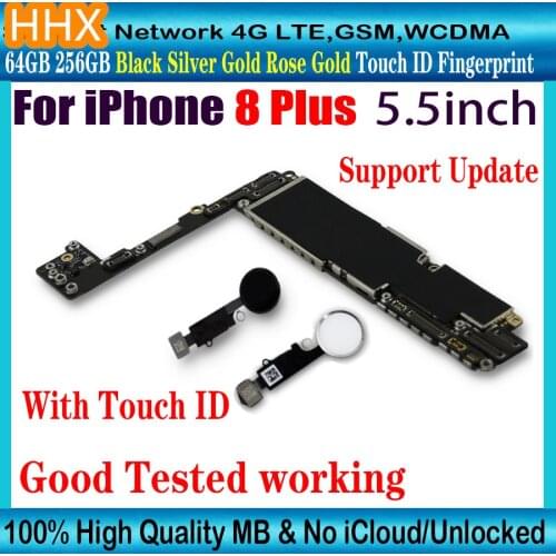 64GB 256GB For iphone 8 Plus Motherboard With fingerprint Support 4g Network Good working logic board with chips IOS free iCloud