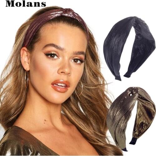 MOLANS Metallic Twist Headband Women Ruched Head Bezel Cross Knotted Hairband Hair Accessories for Girls Hair Hoop Headdress