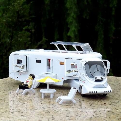 1:50 Mini Auto-Caravan Die-cast Recreational Car Vehicle Model Educational Toys Birthday Gift for Children Kids Toddler RV Model