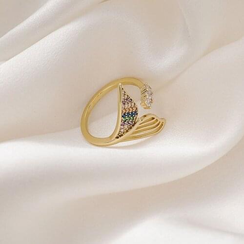 Fashion Adjustable Rings For Women Cool Elegant Fish Tail Gem Female Ring Classic Cute Gift