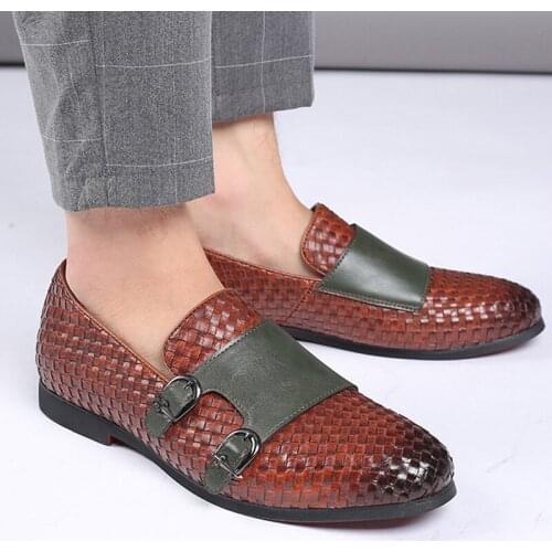 Men Leather Shoes Casual Fashion Leather Business Dress Shoes Men Soft Lightweight Men Loafers Slip On Plus Size Men Shoes 38-48