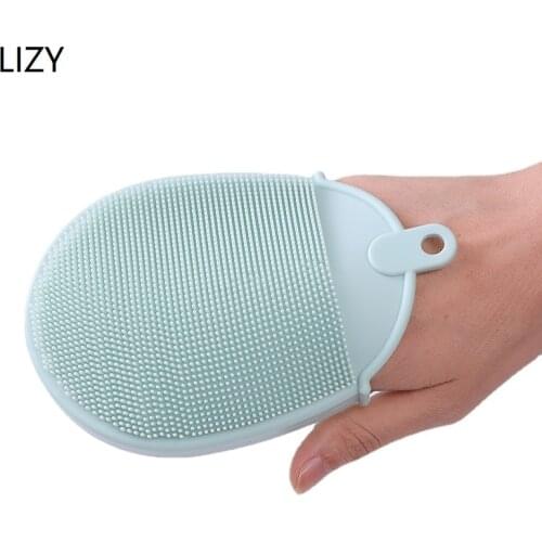 LIZY Soft Glove Silicone Face Cleaner Wash Brush Skin SPA Massage Scrubber Bath Body Scrub Shampoo Shower Exfoliating Brush