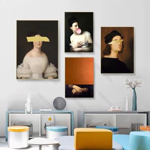 Canvas Painting Poster Print Abstract Creative Famous Celebrity Paintings Mona Lisa Raffaello Sanzio for Home Rooms Wall Decorat