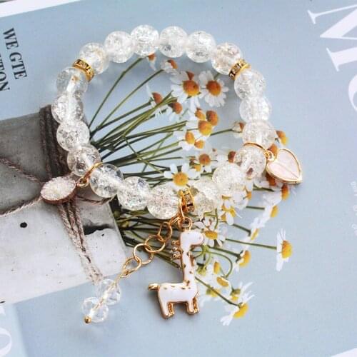 New Korean pop popular a bracelet Sea style shell color Bead bracelet for women Tassel pine stone costume jewelry for women