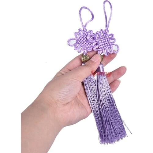 New 2PC DIY Gold Beads Chinese Knot Tassel Jewelry Accessories Home Textile Curtain Garment Sewing Macrame Decoration Pendant