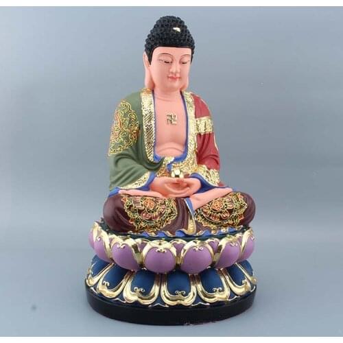 Wholesale Buddha figure # HOME family efficacious Protection Talisman Asia color drew Ornamental gilding Sakyamuni Buddha statue