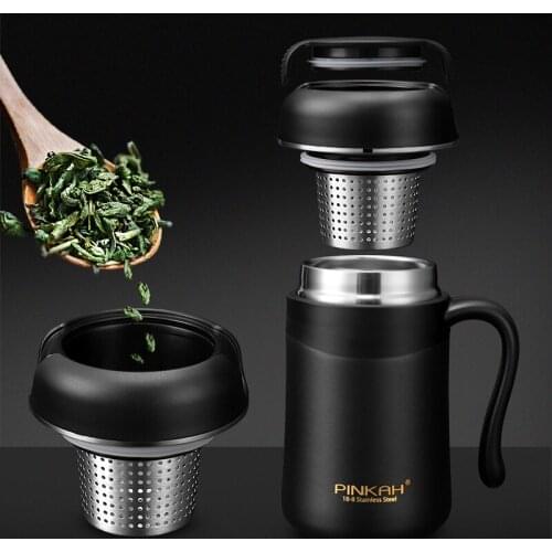 Pinkah Thermos 380ml With Tea Infuser Coffee Filter Stainless Steel Vacuum Insulated Coffee Mug Home Office Tea Cup With Handle