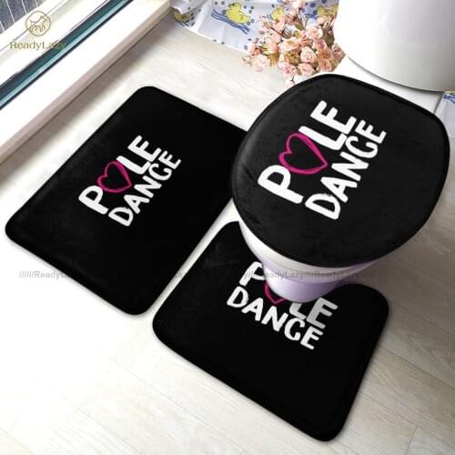 Poledance Bath Mat 3 Piece Anti Slip Modern Bathroom Mat Set Polyester Toilet Bathroom Rug