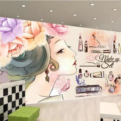 Custom wallpaper 3d murals fashion beauty eyelashes nail shop tv background wall painting Korean semi-permanent wallpaper обои