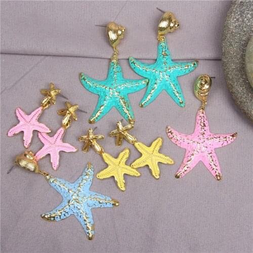 Starfish Earrings Drop Earring For Women Gold Cowrie Shell Earrings Fashion Geometric Dangle Earring Wedding Statement Jewelry
