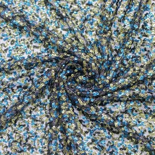 Swiss classic blue sequins with black and golden sequins lace fabrics