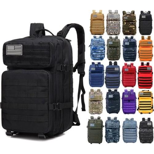 50L Tactical Backpack GYM EDC Military Bag Hunting For Men Hiking Daypack Assault Rucksack With Bottle Holder