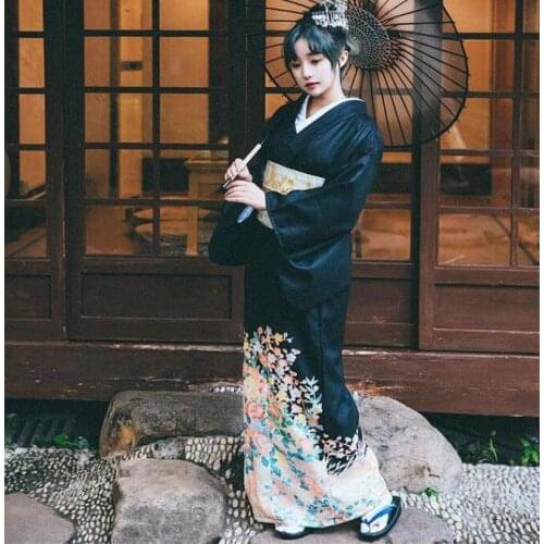 Oriental Traditional Kimono 130cm Long Vintage Women Dress