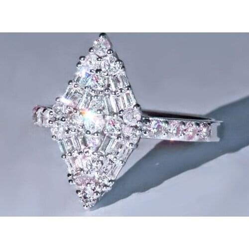 USTAR Geometric Rhombus Wedding Rings for women full inlay shiny AAA cubic Zirconia engagement Rings female Party anel