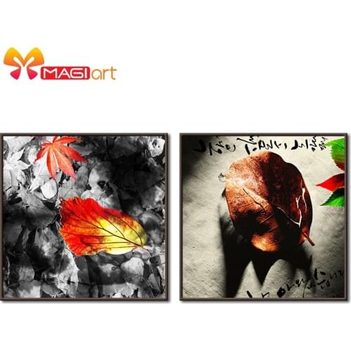 Cross stitch kits Embroidery needlework sets 11CT water soluble canvas patterns 14CT Abstract style Fallen leaves-NCMF110