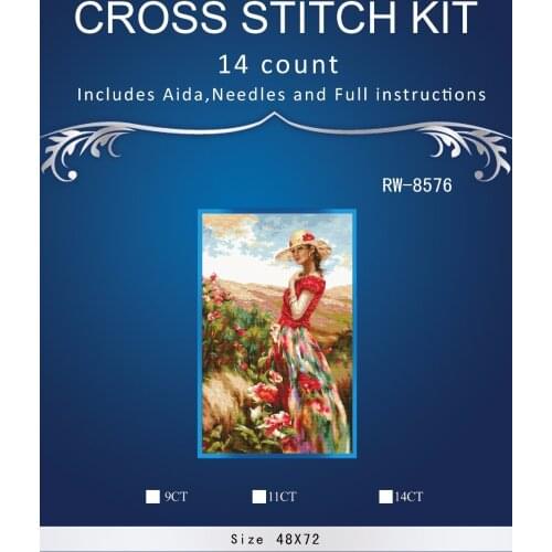 Top Quality Beautiful Lovely Counted Cross Stitch Kit Flowering Place Red Clothes Dress Girl Lady Woman lusa lucas