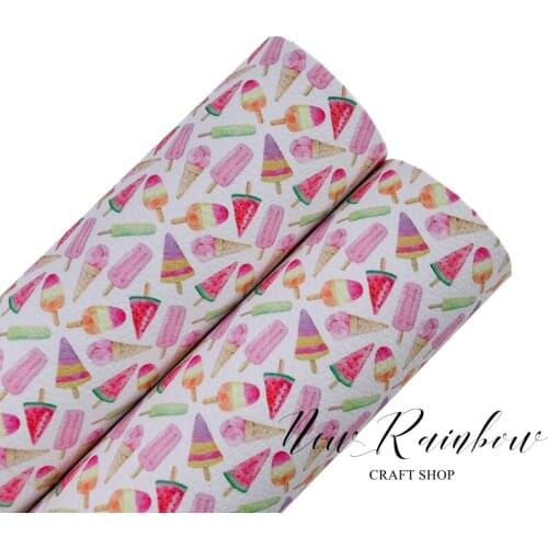 New Rainbow 30x22cm/A4 Sweet Summer Dessert Fruit Icecream Artisan Leatherette For DIY Hair Bows, Bags, Accessores, Furniture