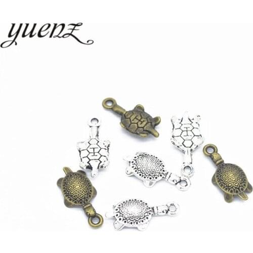 YuenZ 20 pcs 2 color Antique Silver color tortoise Charms Zinc Alloy necklace,earring bracelet jewelry DIY handmade 20*9mm D756