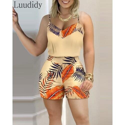 Summer Women Sleeveless Floral Print Top & Pants Set With Belt