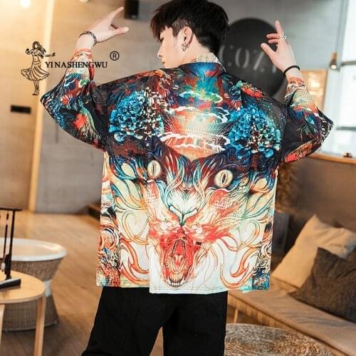 Japanese Kimono Traditional Yukata Kimono Cardigan Men Asian Clothing Beach Thin Coat Japan Kimonos Male Casual Cardigan Shirts