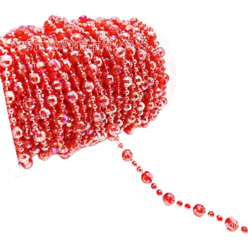 1M Lace Crystal Beads Sequin Fabric Red Green Purple Beaded Wedding Dress Beaded Applique Decor Ribbon Sewing Accessories QY21