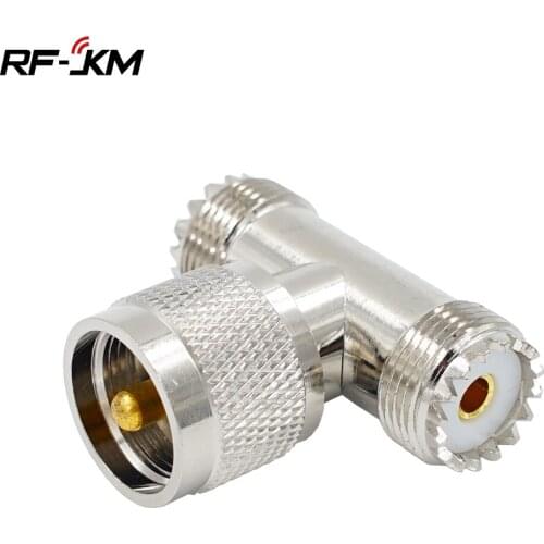 1PCS Connector PL259 UHF Male PL-259 to Dual SO-239 UHF Female SO239 Triple Tee Type 3 Way Adapter connector