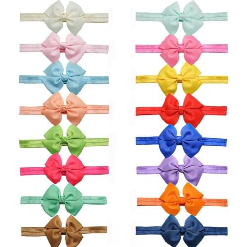 10pcs/lot 3 Inches Grosgrain Ribbon Bows Baby Girls Elastic Headband DIY Children Headwear Clothing Decoration Photography Props