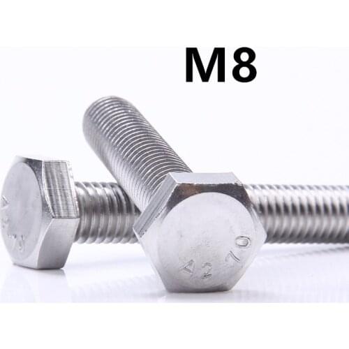 10PCS M8x10/12/14/200mm GB5783 hexahedron DIN933 304 Stainless steel Outer Hexagon Hex Socket Head Cap Screw Bolt Metric Thread