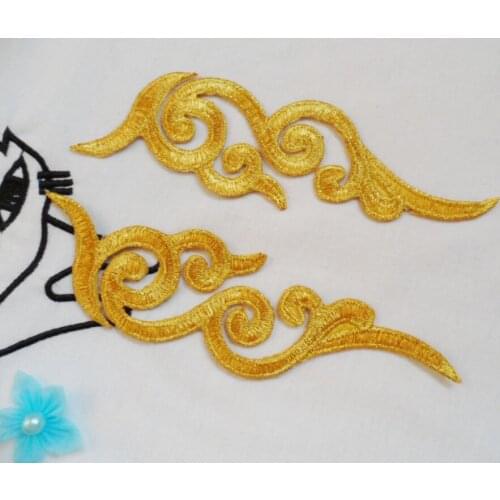 17*4.5 cm Gold Applique Iron On Patch Embellishment Embroidered Garment Decoration
