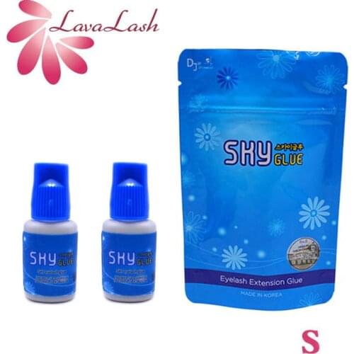 2 Bottles Sky Glue S Type Blue Cap Korea Eyelash Extensions 5ml Beauty Shop Lasting Low Stimulation Makeup Tools Sealed Bag