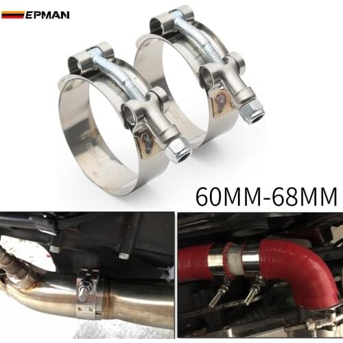 2PCS 2.25" INCH (60MM-68MM) SILICONE TURBO HOSE COUPLER T BOLT SUPER CLAMP KIT EP-KG60