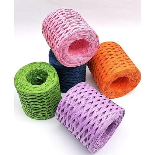200M/Roll Raffia Yarn Decorative Wrapping Gift Raffia Straw Packaging Paper Yarn for DIY Baking Supply Twine Party Packing Craft