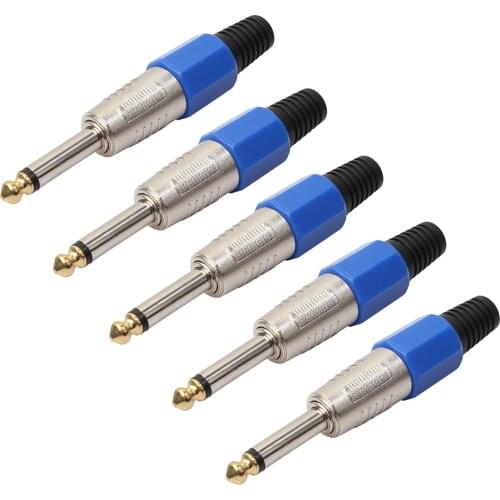 5pcs/lot 6.35mm mono sophomore core 6.35 amplifier microphone plug 6.35mm jack plug 6.5mm connector mono audio plug jack