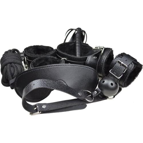 7 Pcs/set Sex Products Erotic Toys for Adults BDSM Sex Bondage Set Handcuffs Nipple Clamps Gag Whip Rope Sex Toys For Couples
