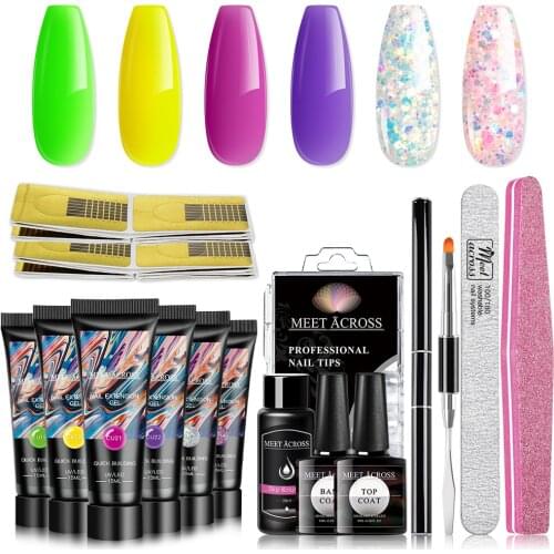 Acrylic Color Glitter Nail Extension UV Gel Set Bast Top Coat Slip Solution Nail Manicure Set Permanent Nail Art Gel Nail Polish